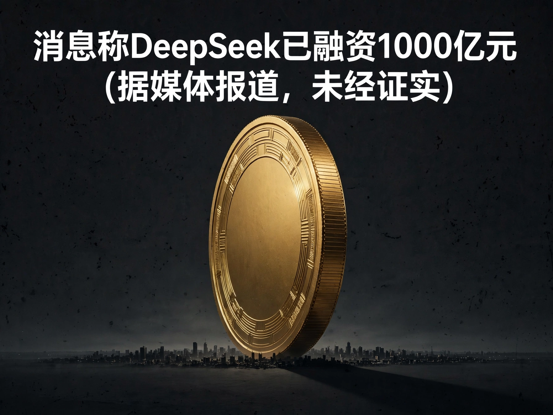 巨大金币如纪念碑般立于城市天际线前的概念海报